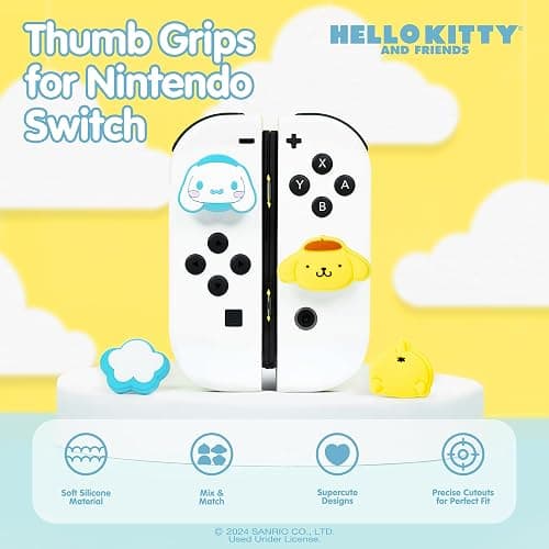 Hamee Hello Kitty and Friends Thumb Grips Compatible with Nintendo Switch OLED/Switch Lite, Character Analog Soft Anti-Slip Silicone Joystick Grip Cover Caps – Pompompurin and Cinnamoroll thumbnail 2