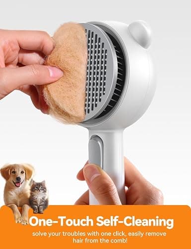 FEELNEEDY Cat Steam Brush, Brushes for Indoor Cats with Release Button, Dual Speed Spray USB Rechargeable Grooming Supplies, Cat Brush for Shedding Suitable for All Long-haired and Short-haired Pets thumbnail 6