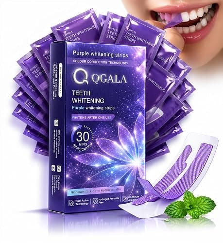 Purple Teeth Whitening Strips, Teeth Whitening Strips Removes Yellow Stains & Bad Breath, Gentle Teeth Whitening in 30 Minutes, Enamel Safe for Sensitive Tooth, Non-Slip Mint, 28 Strips (28 Strips) - Image 1