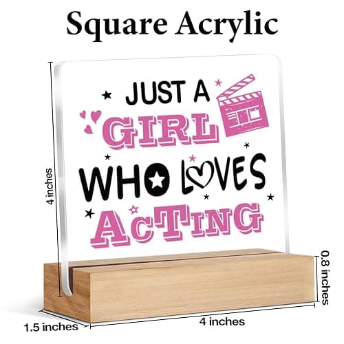 Theater Gifts for Girls Women, Musical Theater Acrylic Plaque Gifts for Theatre Lovers Actor, Just A Girl Who Loves Acting Desk Signs Decor thumbnail 3