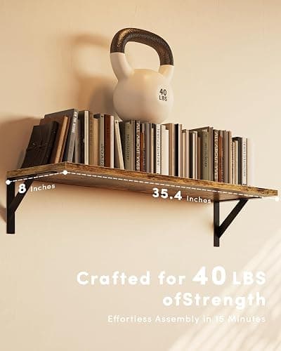 VMROF Long Wall Shelves, 36 Inches Floating Book Shelves, Hanging Book Shelves for Wall, Long Large Deep Floating Shelves for Kitchen Bedroom thumbnail 2