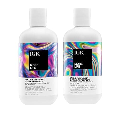IGK Shampoo & Conditioner - MORE LIFE - Hair Color Extending Set - Adds Shine, Reduce Color Loss, Deep Cleansing Haircare Bundle - 2 Bottles - 8 fl oz each - Image 1