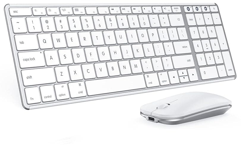 seenda Bluetooth Keyboard and Mouse Combo for Mac, SKM64-2 Rechargeable Silent Wireless Keyboard Mouse Compact Slim, 3 Multi-Device Connection, Compatible for Mac MacBook Pro/Air iPad, White Silver - Image 1