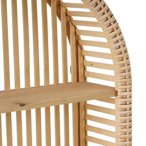 Synovana Rattan Wall Shelf - 3 Tier Boho Arch Hanging Shelves Handcraft Floating Shelf for Bathroom Living Room Wall Decor, 15.75" x 23.62" thumbnail 9