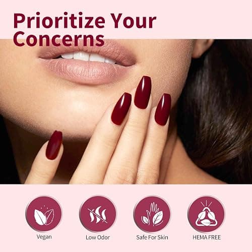CANNI 6 Colors 9 ML Hema-Free Dark Red Gel Polish Set, Deep Cherry Red Burgundy Gel Nail Polish Blood Wine Red Color Kit, Soak Off LED Nail Gel Manicure Kit DIY at Home Salon Gifts thumbnail 3