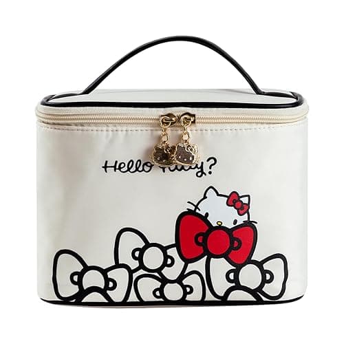 Vimanllie Makeup Bag Large Waterproof Cosmetic Bag with Dedicated Brush Holder, Cute Printed Makeup Organizer for Women Traveling,Portable Toiletry Bag for Girls - Image 1