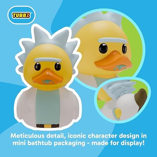 TUBBZ: Rick and Morty - Rick Sanchez Mini Rubber Duck Collectable Toy 5 cm | Official Rick and Morty Merch – Mini Vinyl Figure with Bathtub Display, Mad Scientist, Fan Decor & Novelty Duck Gift thumbnail 3