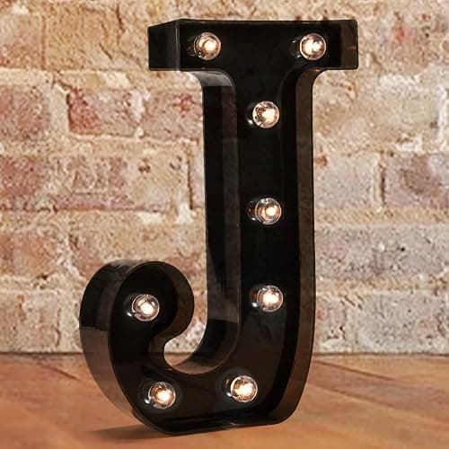 Decorative LED Illuminated Letter Marquee Sign - Alphabet Marquee Letters with Lights For Wedding Birthday Party Christmas Night Light Lamp Home Bar Decoration J, Black - Image 1