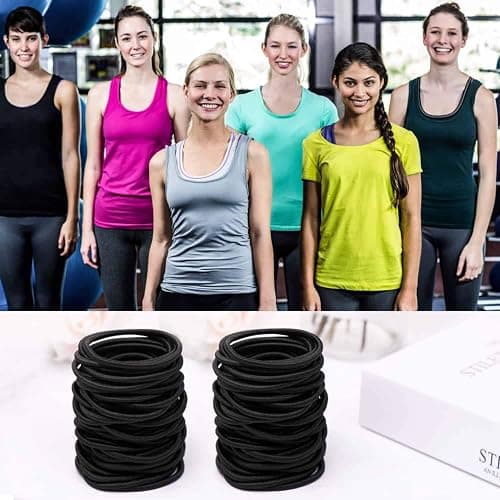 150 Pieces Black Hair Ties for Thick Curly Hair Bulk Hair Ties Ponytail Holders Hair Elastics Bands for Women or Men (4mm) thumbnail 7