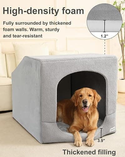 Hovicaed Indoor Dog House for Extra Large Medium Small Sized Dogs - Dog Tent with Washable Removable Cover, Pet Orthopedic Dog Cave Bed Egg-Crate Foam Cushion, Inside Dog House Large Space(XXL) thumbnail 5