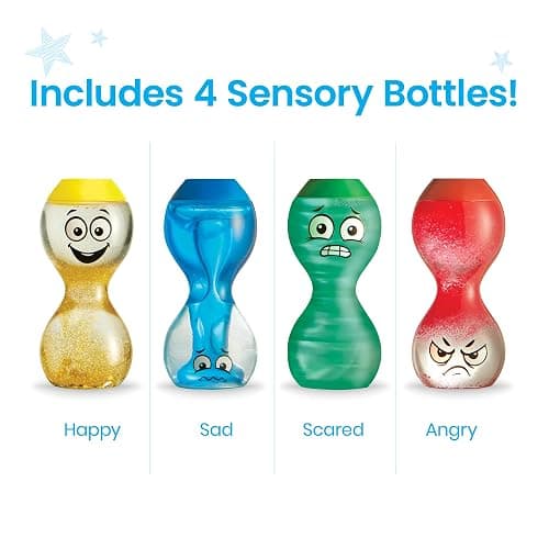 hand2mind Express Your Feelings Sensory Bottles- Primary Emotions, Toddler Sensory Toys, Quiet Fidget Toys, Play Therapy Toys, Calm Down Corner Supplies, Calming Corner, Social Emotional Learning thumbnail 3