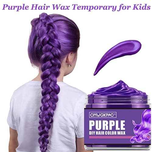4 Colors Temporary Hair Color for Kids Women Men,Green Blue Purple Pink Hair Dye Color Wax,Gifts for Teens Boys Girls,Gifts for Kids,Temporary Hair Dye Hair Color Wax for Party,Halloween,Cosplay thumbnail 4