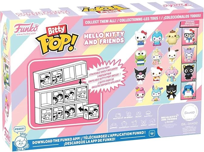 Funko Pop! Bitty: Sanrio - Kuromi, Hello Kitty (Ice Cream), My Melody (Unicorn Party), and Chase Mini Figure - 0.9 Inch (2.2 Cm) - Hello Kitty Collectable - Stackable Display Shelf Included thumbnail 4