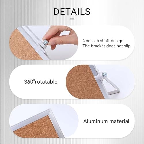 kdafio 9.8"×9.8" Cork Board Bulletin Board, Double Sided Pin Board with Silver Aluminum Border, Desktop Small Cork Board with Stand Suitable for Home, Office, Desk Message Board or Picture Board thumbnail 4