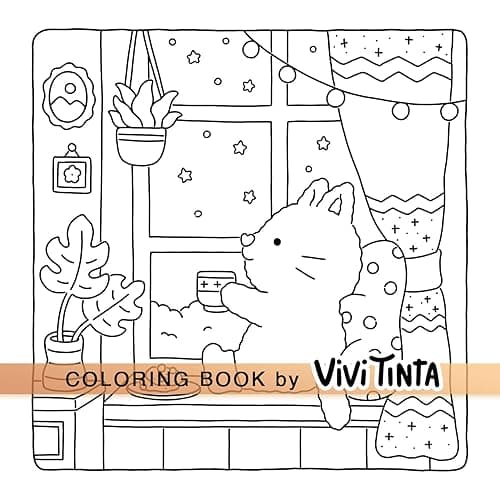 Fuzzy Hygge: Cute and Cozy Coloring Book for Adults & Teens Featuring Adorable Animals Characters for Stress Relief (Fuzzy Friends Coloring) thumbnail 9