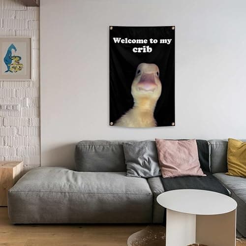 Welcome to My Crib Flag 2x3 Feet Funny Duck Flag Indoor and Outdoor Decorations with Brass Grommets for Home Decor, University Dormitory, Party Events, Bedhead Background, Gifts thumbnail 5