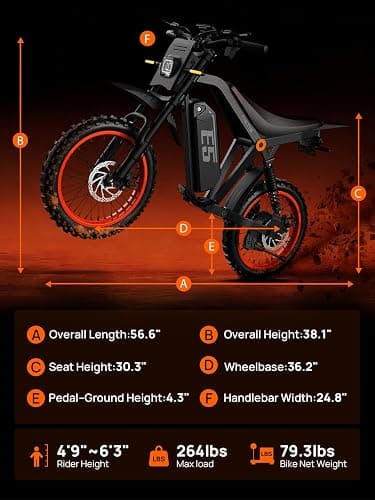 Tietie Electric Dirt Bike, 1500W Peak Electric Motorcycle with 48V 20AH Battery, Full Disc Brake and Suspensions, 50-Mile Range, 32 MPH, LCD Display & NFC Start, Off-Road E Dirt Bike thumbnail 9