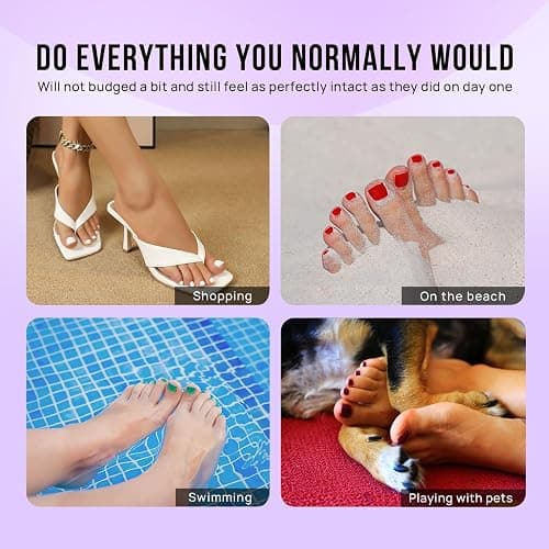 BTArtbox Press on Toenails Short, White French Tips Press on Toe Nails Square, Light Weight & Fit Perfectly Glazed Glue On Toenails with Glue, Fake Toe nails in 16 Sizes- 32 Kit, Hope Hope thumbnail 8