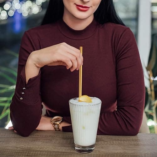 Hiware 12-Pack Gold Stainless Steel Straws Reusable with Case - Metal Drinking Straws for 30oz & 20oz Tumblers Dishwasher Safe, 2 Brushes Included thumbnail 6