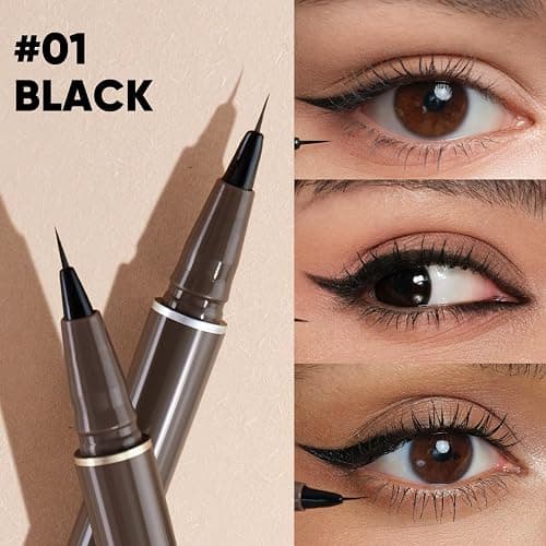 JUDYDOLL Ultra-Fine Liquid Eyeliner-Precision Tip for Wing Line, Smudge-Proof, Quick-Drying, Waterproof, Easy to Get Inner Corner Lined, Hooded Eyes-Friendly (#01 Black) thumbnail 2