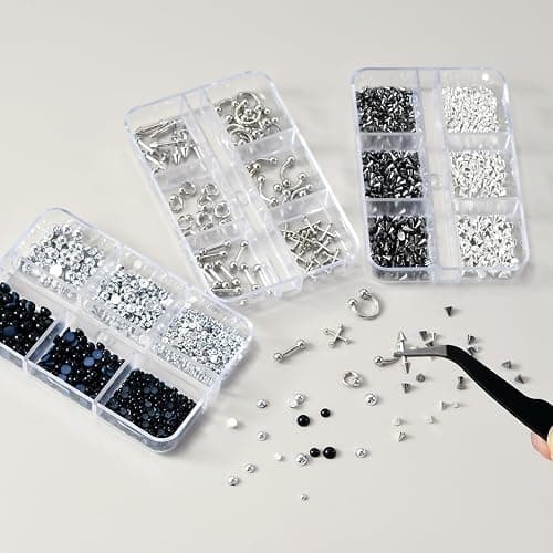 UWETIME Goth Nail Charms Metal Charms for Nails Studs Black Silver Punk | 3 Boxes thumbnail 4