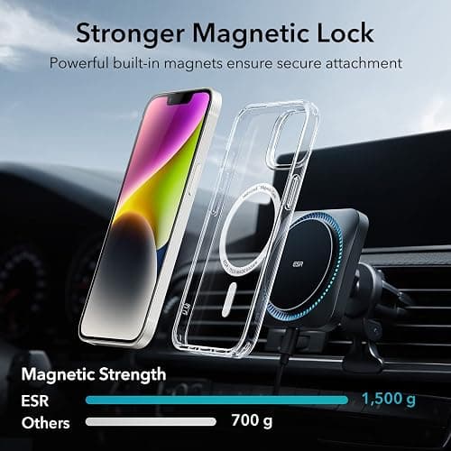 ESR for iPhone 14/iPhone 13 Case, Compatible with MagSafe, Classic Hybrid Magnetic Mobile Phone Case iPhone 14/13 Case, Military Standard, Drop Protection, Clear thumbnail 4