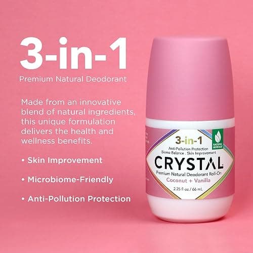 Crystal 3-in-1 BioHealth Deodorant, Coconut & Vanilla, Natural Odor Protection with Aloe & Hyaluronic Acid, Microbiome-Friendly, Moisturizing, Anti-Pollution Formula (2.25 Fl Oz) thumbnail 3