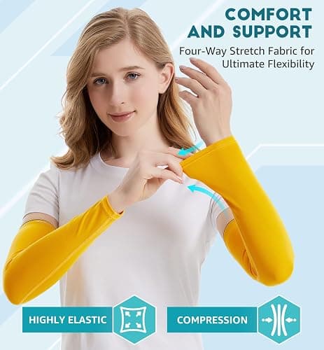 HiRui Arm Compression Sleeves for Men Women Youth, UV Protection 20-30mmHG Support Tattoo Cover, Breathable Moisture-Wicking thumbnail 3