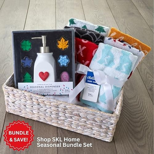 SKL Home Seasonal Soap/Lotion Dispenser Gift Set with 7 Interchangeable Magnetic Holiday Attachments, Refillable for Bathroom & Kitchen, Silver thumbnail 10