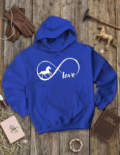 Tstars Infinity Love Horse Hoodie for Women and Teen Girls Equestrian Horseback Riding Gift Idea Sweatshirt with Horses thumbnail 5