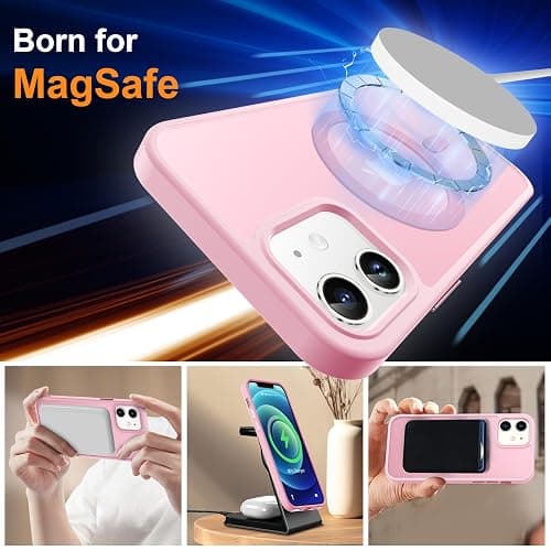 ORETECH Magnetic for iPhone 12 Case/iPhone 12 Pro Case, [Compatible with MagSafe][2 Pcs Screen Protectors][15 FT Drop Protection], Frosted Translucent Shockproof Phone Case Cover 6.1" Light Pink thumbnail 2