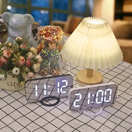 WulaWindy Digital Alarm Clock, Large Mirrored LED Display, with USB Charger, Snooze Function Dim Mode Wall Hanging Beside Desk Clock for Bedroom Room Decor thumbnail 2