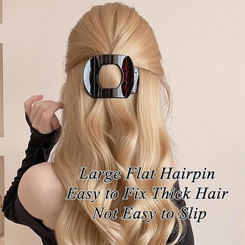 Flat Hair Clips for Women,Hailoyearn Hair Clips,Flat Claw Clips for Women,Thick/Thin Hair, Casual Versatile Solid Colour Lay Flat Hair Clip, Simple Elegant Hair Clip thumbnail 3