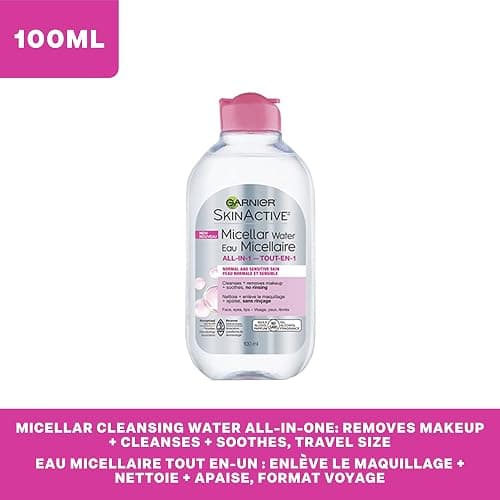 Garnier Micellar Cleansing Water, All-in-1 Makeup Remover and Facial Cleanser, For All Skin Types, 3.4 Fl Oz (100mL), 1 Count (Packaging May Vary) thumbnail 10