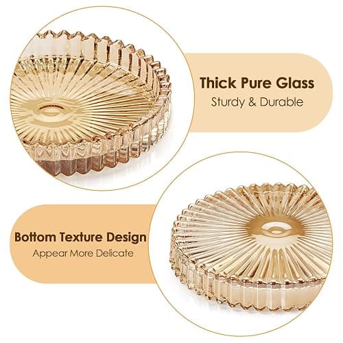 OGANAZI Modern Clear Coaster Set of 5- Glass Coasters for Drinks Crystal Coasters Round Cup Coasters Coffee Table Decor for Office, Kitchen, Bar, Dining Room, Living Room, Patio(Amber) thumbnail 4