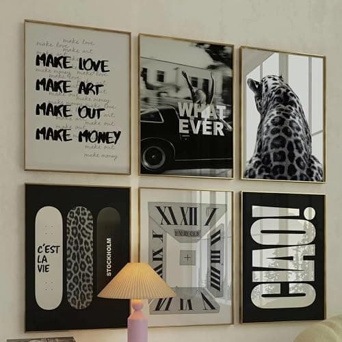 ZBELLO 3PCS/SET Canvas Painting, Black & White Leopard Print Unframed Canvas Wall Art, Retro Fashion Posters for Living Room & Entryway (A,50x70cm) thumbnail 2