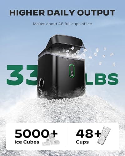 Silonn Nugget Ice Maker Countertop, Pebble Ice Maker with Soft Chewable Ice, One-Click Operation Ice Machine with Self-Cleaning, 33lbs/24H for Home,Kitchen,Office thumbnail 4