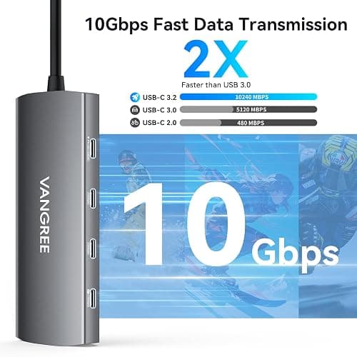 USB C Video Output Hub, 3 USB-C & 2 USB-A 3.2 10Gbps Ports, 4K@60Hz HDMI, 100W PD, SD/TF, USBC Splitter Dual Monitor Adapter for MacBook Pro/Air, iMac, iPad Pro, XPS, Surface, Galaxy S22,Samsung DEX thumbnail 3