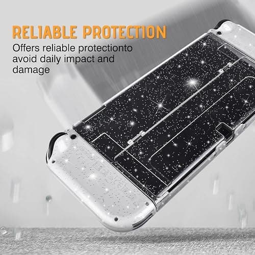 DLseego Protective Glitter Case Compatible with Switch OLED Console - Updated Version, Bling Soft TPU Cover with Shock-Absorption and Anti-Scratch Design - Crystal thumbnail 7