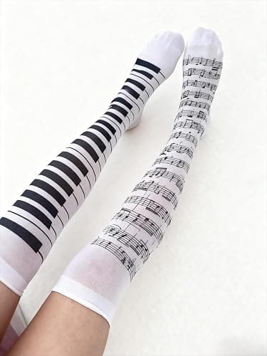 DINGXIANGJU Y2K Scene Whimsy Twee Piano Funky Tights Emo Grunge Women Music Note Legging Clothes Accessories thumbnail 6