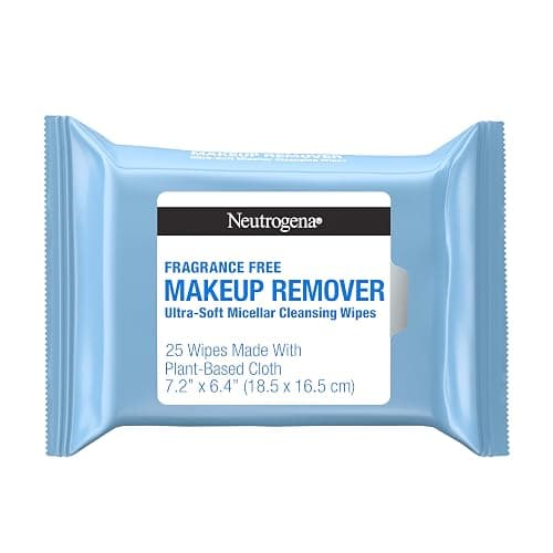 Neutrogena Fragrance-Free Makeup Remover Wipes, Daily Ultra-Soft Micellar Cleansing Wipes Gently Remove Oil & Waterproof Makeup, Hypoallergenic, Made with Plant-Based Cloth, 25 ct - Image 1