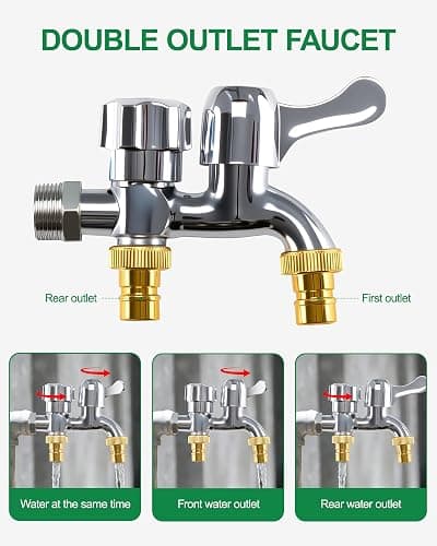 IRRIGARDENER Drip Irrigation System, Automatic Garden Watering System with 180FT 1/2” & 1/3” Tubing, Dual Faucet, Adjustable Nozzle Emitters for Garden, Greenhouse, Lawn, Potted Plants thumbnail 5