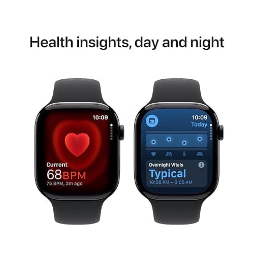 Apple Watch Series 10 [GPS 46mm case] Smartwatch with Jet Black Aluminum Case with Black Sport Band - M/L. Fitness Tracker, ECG App, Always-On Retina Display, Water Resistant thumbnail 6