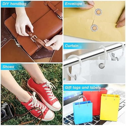 643Pcs Grommet Tool Kit 12mm 1/2 Inch(Inside Hole Size) Eyelet Kit with 320Pcs Eyelets Grommets, 320Pcs Washers and Grommet Eyelet Pliers for Leather/Belt/Shoes/Crafts thumbnail 7