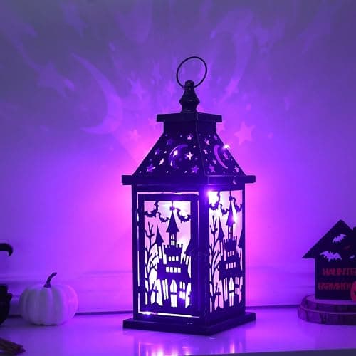 DECORKEY Halloween Decorations Indoor, 15" Decorative Haunted House Candle Lantern with 78" LED Lights(8 Modes), Hanging Spooky Halloween Lanterns for Outdoor Home Room Door Party Decor thumbnail 4