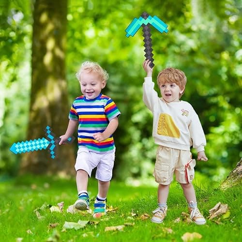 4 Pack Kids Game Role-Play Toy Weapon Set-Sword Axe Pickaxe and Shovel,Perfect Toy Weapons Gift for Halloween Christmas and Parties thumbnail 6