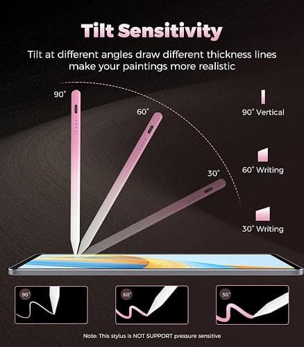 Stylus Pen for iPad(2018-2025), Pad Pencil 10th Generation with Palm Rejection, Active Digital Pencil Compatible with Apple iPad 6/7/8/9/10/A16, Pro 11"/12.9"/13"/M4, Mini 5/6, Air 3/4/5/M2/M3 - Pink thumbnail 7