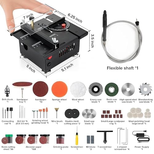 Mini Multi Functional Table Saw, mini Table Saws for Crafts, Portable Mini Desktop Electric Saw for Wood Cutting, Height & Angle Adjustable with More Accessories, for Wood, Plastic Acrylic Cutting thumbnail 2