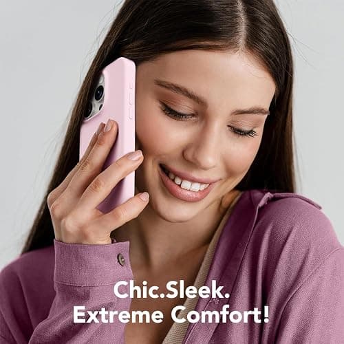 GONEZ Magnetic for iPhone 15 Pro Case, Compatible with MagSafe, [Screen Protector + Camera Lens Protector], Silicone Shockproof Anti-Scratch Protective Phone Case 6.1 inch, Chalk Pink thumbnail 9