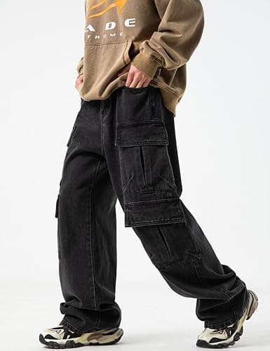 JNCO Men's Baggy Cargo Jeans - Y2K Hip Hop Grunge Loose Fit Streetwear thumbnail 2